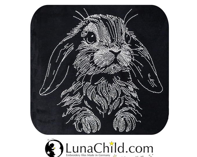 WENIGER STICHE - Stickdatei Hase "Schnuffel" LIGHT - für dunkle Stoffe - in 10 Größen - LunaChild