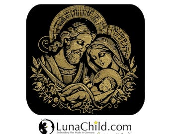 NEU Stickdatei Maria Josef Jesus realistisch für dunkle Stoffe kommerzielle Nutzung LunaChild