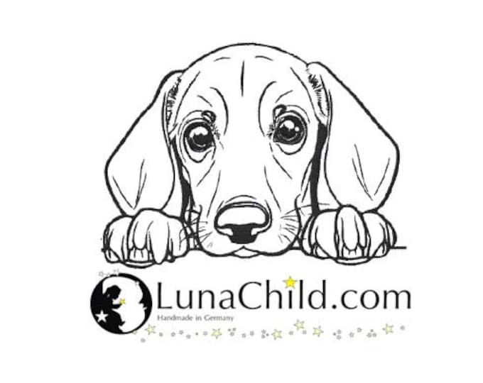 Embroidery file dachshund puppy Mika peeking dog realistic commercial use LunaChild