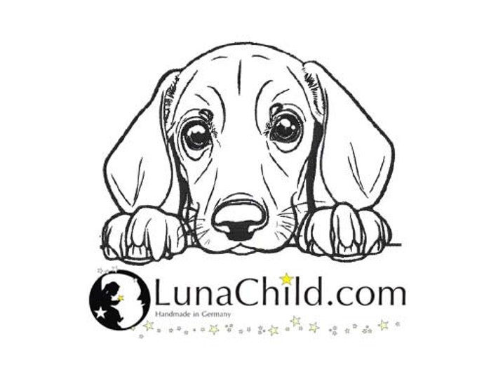Stickdatei Dackel Welpe Mika spähend Hund realistisch kommerzielle Nutzung LunaChild