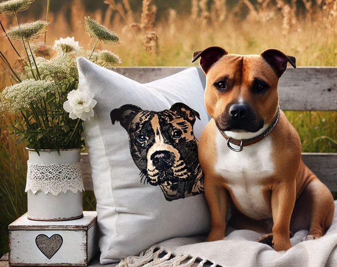 NEU Stickdatei Applikation Staffordshire Bull Terrier "Rachel" kommerzielle Nutzung LunaChild Hund Apli