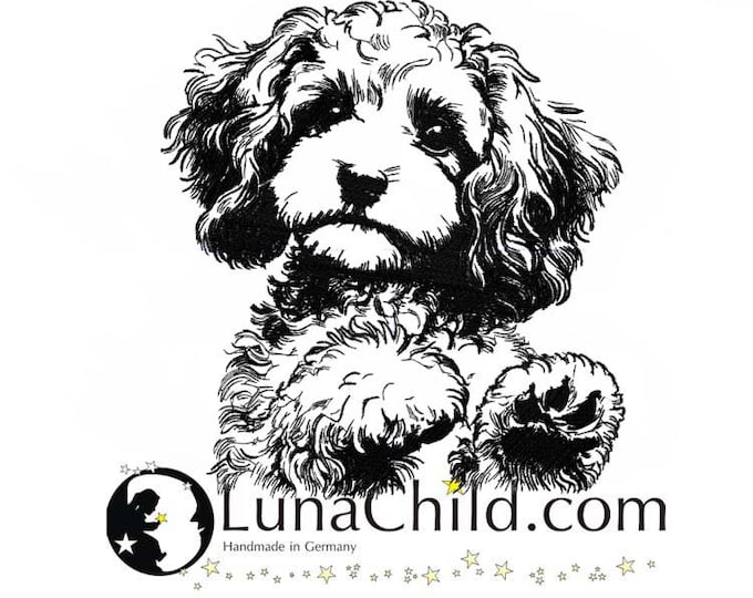 Embroidery file Poodle Mix Cava Poo "Cita" puppy dog peeking realistic commercial use LunaChild