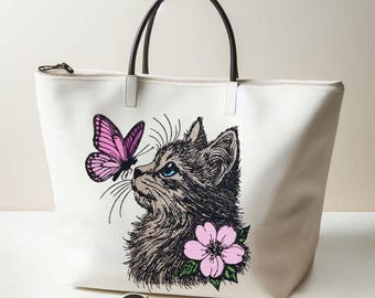 Stickdatei - Katze - Schmetterling - Vollstick - "Nova" - Für helle & dunkle Stoffe - in 8 Größen - LunaChild