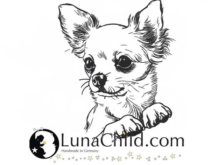Embroidery file Chihuahua "Dolly" dog realistic commercial use LunaChild