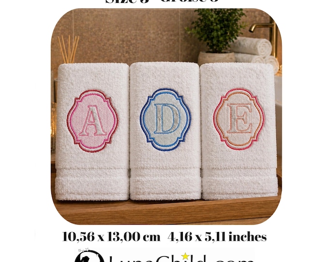 Stickdatei - Set Größe 3 Alphabet Präge Stickmuster - Buchstaben "A - Z" - geprägt - 10,56 x 13,00 cm (  4,16 x 5,11 inches ) LunaChild