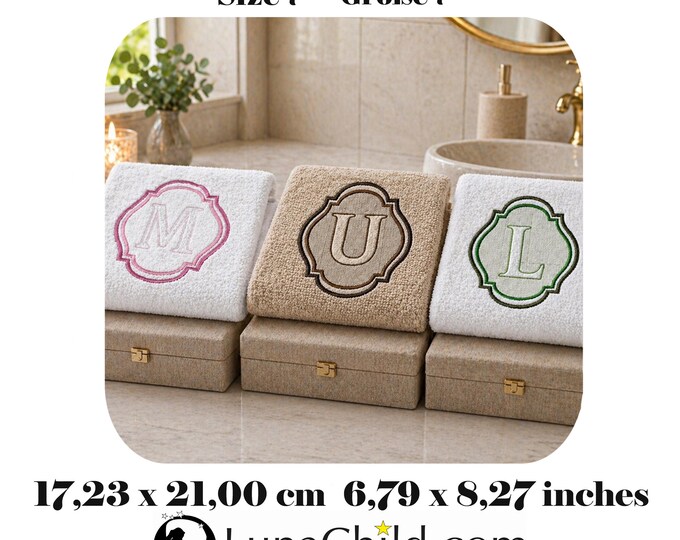 Stickdatei - Set Größe 7 Alphabet Präge Stickmuster - Buchstaben "A - Z" - geprägt - 17,18 x 21,00 cm ( 6,79 x 8,27 inches ) LunaChild