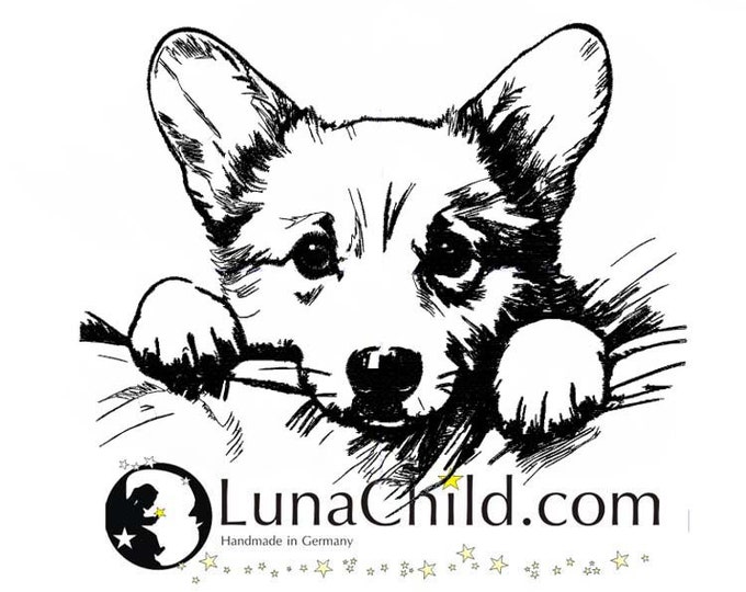 Embroidery design Welsh Corgi Pembroke "Taki" dog peeking realistic commercial use LunaChild