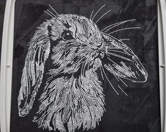 WENIGER STICHE - Stickdatei Hase "Flocke" LIGHT - für dunkle Stoffe -  Hund - LunaChild - 6 Größen