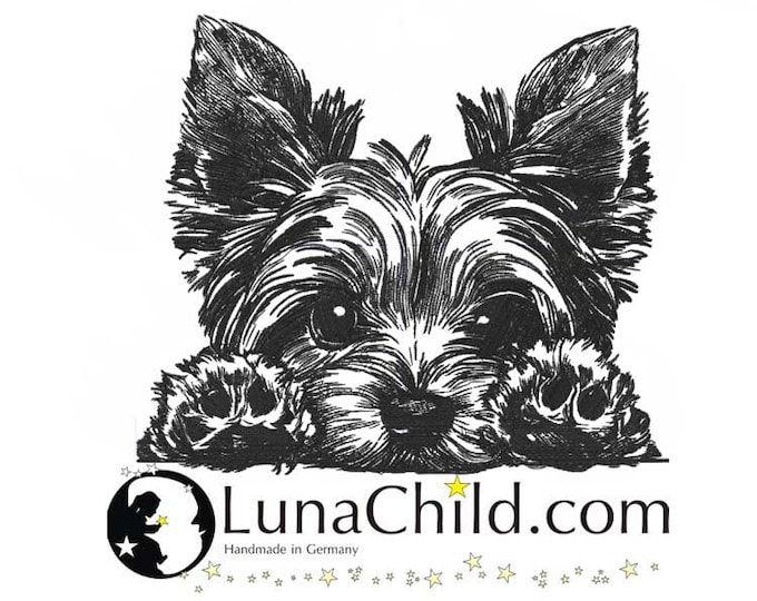Embroidery file Yorkshire Terrier "Lucy" dog peeking realistic commercial use LunaChild