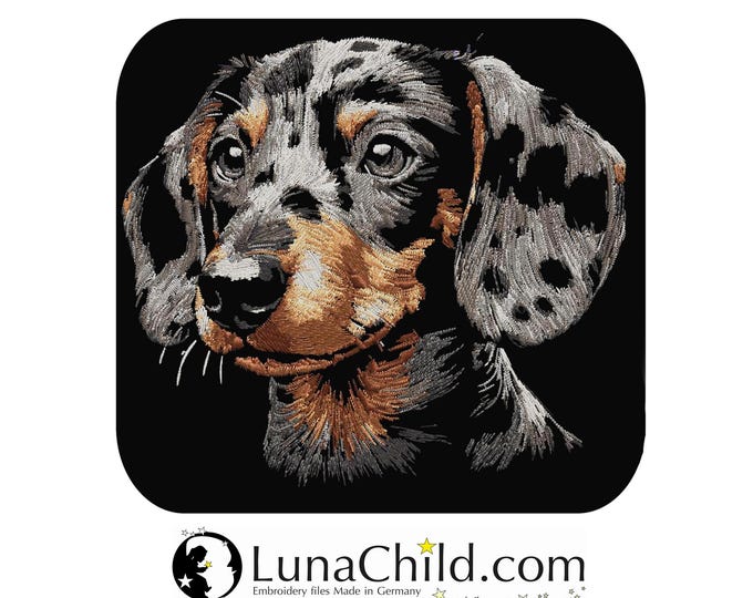 Embroidery file - COMPLEX - Dachshund Three Colors "Gardy" - Dog - for dark fabrics - LunaChild