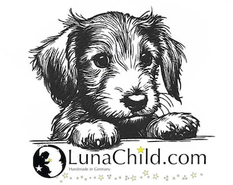 Stickdatei Rauhaardackel Welpe "Pepper" Hund realistisch Dackel kommerzielle Nutzung LunaChild