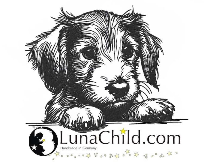 Embroidery file rough-haired dachshund puppy "Pepper" dog realistic dachshund commercial use LunaChild