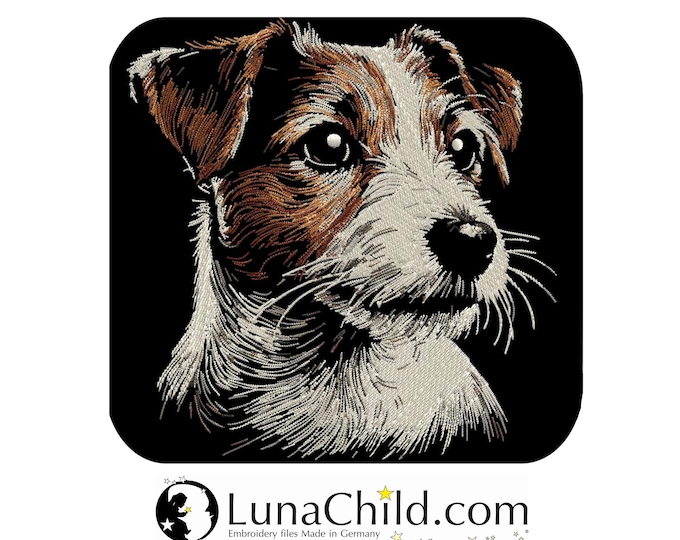 NEU Stickdatei Jack Russel Three Colors "Lydia " Hund in Naturfarben  realistisch für dunkle Stoffe kommerzielle Nutzung LunaChild
