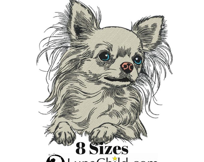 Embroidery design - Full embroidery - Chihuahua "Betty" - For light & dark fabrics - 8 sizes - Dog - LunaChild