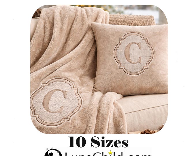 Stickdatei - Präge Stickmuster - Buchstabe "C" geprägt - in 10 Größen - LunaChild - Embroidery design towel