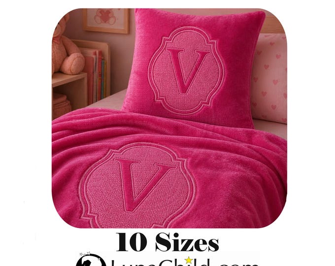 Stickdatei - Präge Stickmuster - Buchstabe "V" - geprägt in 10 Größen - LunaChild - Embroidery design towel