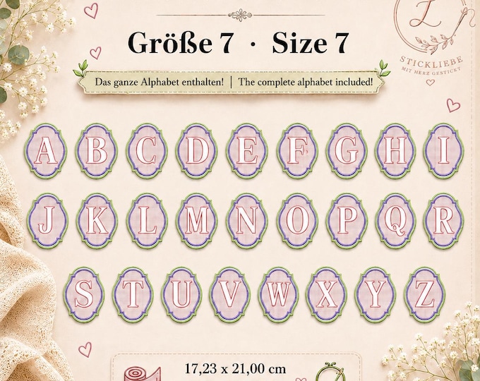 Embossed Monogram Alphabet A–Z • Raised Initial Letters • Size No. 7 • 17.23 x 21.00 cm (6.79 x 8.27 inches) • LunaChild