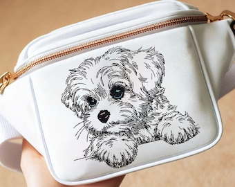 WENIGER STICHE - Stickdatei Malteser "Almi" LIGHT - für Helle Stoffe -  Hund - LunaChild - 6 Größen