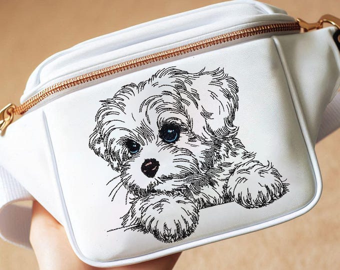 WENIGER STICHE - Stickdatei Malteser "Almi" LIGHT - für Helle Stoffe -  Hund - LunaChild - 6 Größen