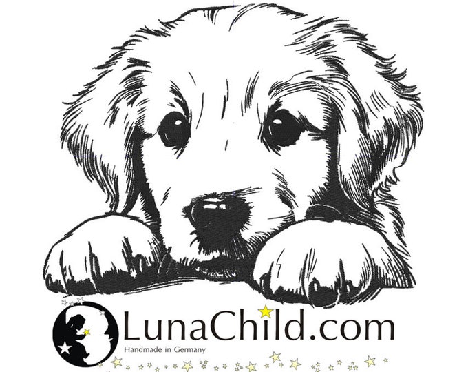 Embroidery file Golden Retriever puppy "Gabby" dog realistic commercial use LunaChild