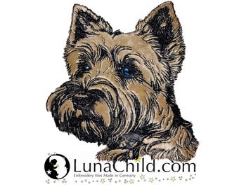 NEW Embroidery design appliqué Cairn Terrier "Cully" commercial use LunaChild dog appliqué