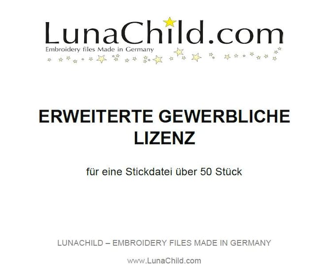 Extended license for an embroidery file from LunaChild