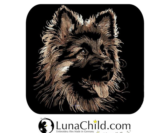 Stickdatei - AUFWENDIG - Deutscher langhaar Schäferhund Welpe "Heike" - Hund - für dunkle Stoffe - LunaChild