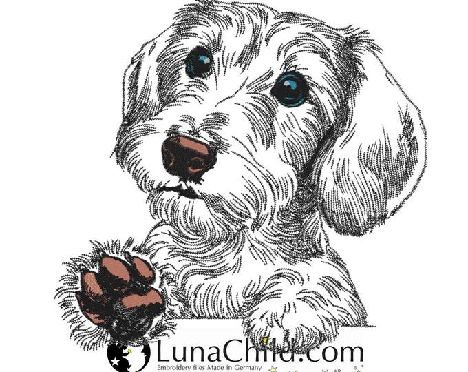 Stickdatei Rauhaardackel "Luca" - für helle Stoffe - Hund - LunaChild