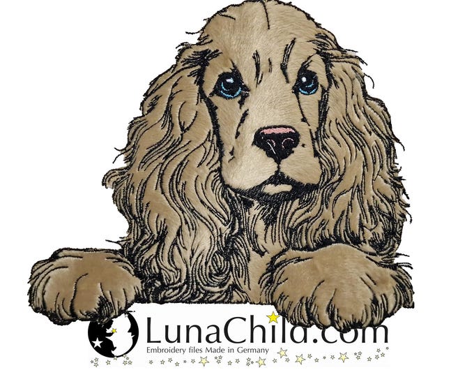 Stickdatei Applikation - Cocker Spaniel "Johann" - für helle & dunkle Stoffe - in 5 Größen  LunaChild - Hund -Apli