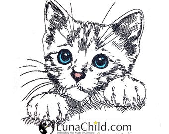 WENIGER STICHE - Stickdatei Katze "Zora" - LIGHT - für helle Stoffe - LunaChild