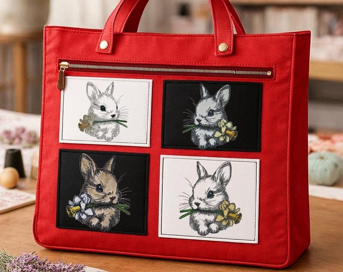 Stickdatei - Set - Applikation - Vollstick - Light - Standart  - Hase "Ilona" - für helle & dunkle Stoffe - in 8 bzw. 10 Größen - LunaChild