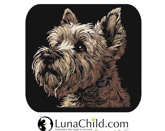 Embroidery file - COMPLEX - Cairn Terrier "Nash" - Dog - for dark fabrics - LunaChild