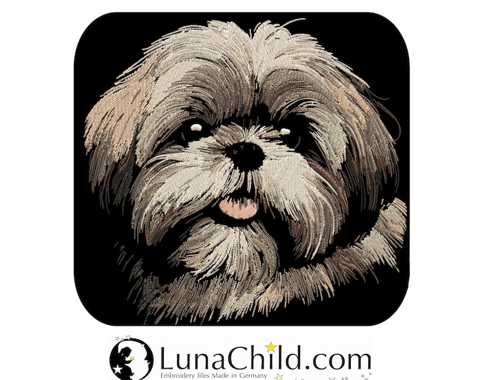 Stickdatei - AUFWENDIG - Shih Tzu "Mandy" -  Hund - für dunkle Stoffe - LunaChild