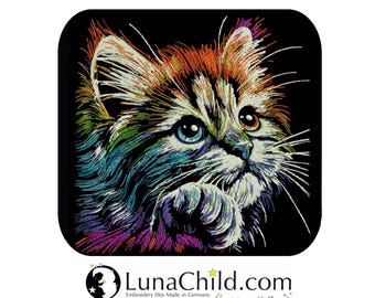 Stickdatei - AUFWENDIG Katze "Jule" - für dunkle Stoffe - LunaChild