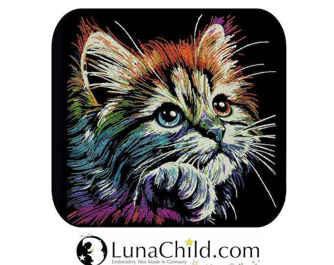 Stickdatei - AUFWENDIG Katze "Jule" - für dunkle Stoffe - LunaChild