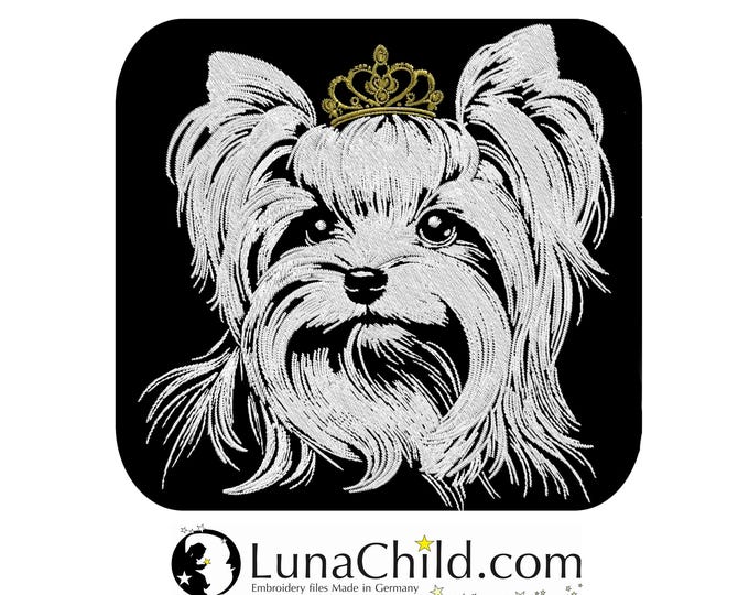 NEU Stickdatei Yorkshire Terrier "Dwayne" Hund realistisch für dunkle Stoffe kommerzielle Nutzung LunaChild