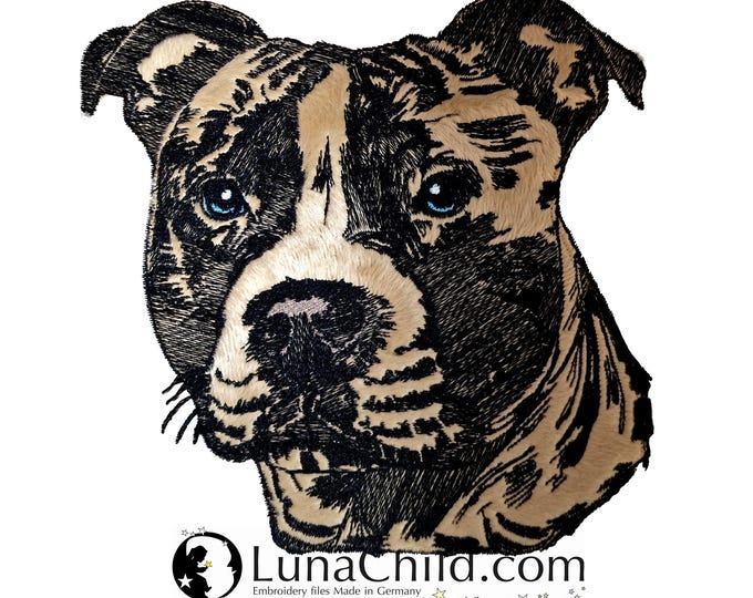 NEU Stickdatei Applikation Staffordshire Bull Terrier "Rachel" kommerzielle Nutzung LunaChild Hund Apli