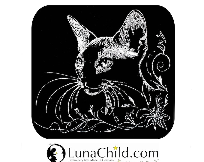Stickdatei Katze Kätzchen Sphynx Nacktkatze "Maya" Hund realistisch für dunkle Stoffe kommerzielle Nutzung LunaChild