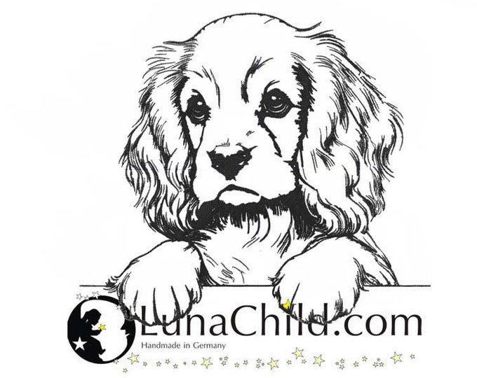 Embroidery file Cocker Spaniel puppy "Anna" dog peeking realistic commercial use LunaChild