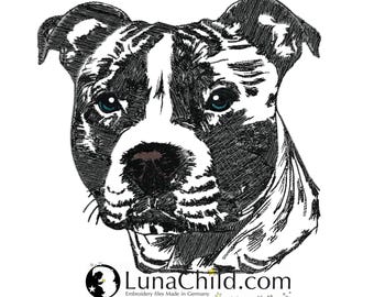 NEW Embroidery design Staffordshire Bull Terrier "Rachel" commercial use LunaChild dog app