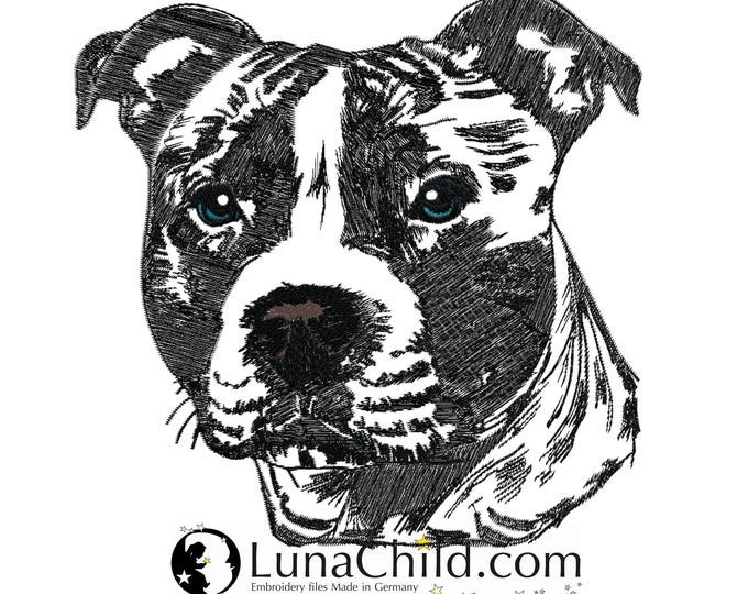 NEU Stickdatei Staffordshire Bull Terrier "Rachel" kommerzielle Nutzung LunaChild Hund Apli