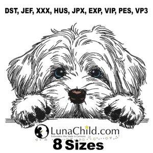 Stickdatei - Hund - Havaneser "Summer" - in 8 Größen -  für helle Stoffe - Havanese Dog Embroidery File, 8 Sizes - LunaChild