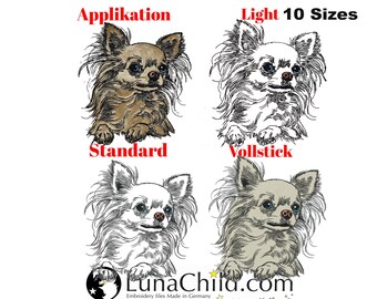 Stickdatei Set Applikation - Vollstick - Light - Standard  - Chihuahua "Betty" - für helle & dunkle Stoffe - in 8 bzw 10 Größen - LunaChild
