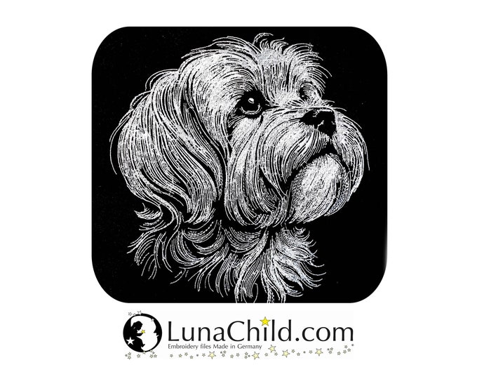 Embroidery file Maltese "Nemo" dog realistic for dark fabrics commercial use LunaChild