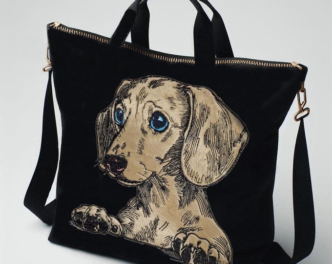 Stickdatei - Applikation Dackel "Izzy" - für helle & dunkle Stoffe - LunaChild - Hund