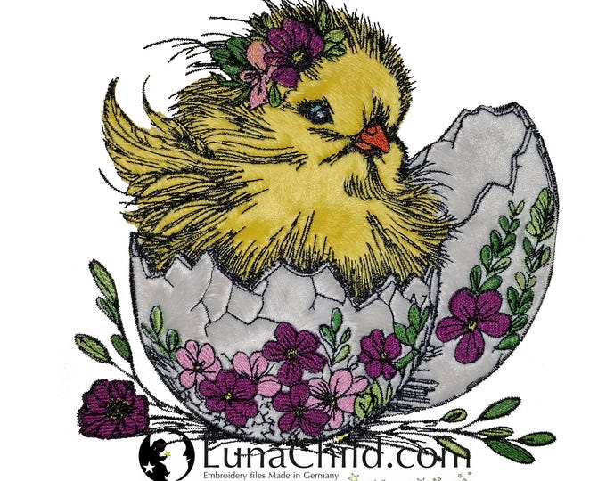 NEU Stickdatei Applikation Küken "Almut" kommerzielle Nutzung LunaChild Apli Ostern