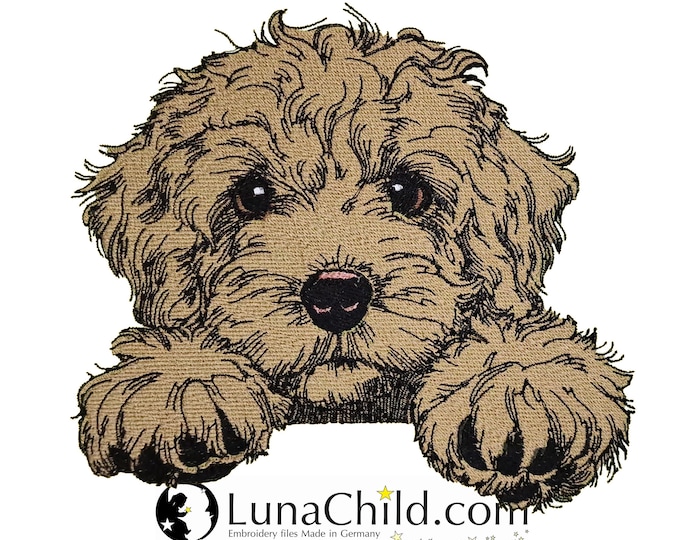 Stickdatei - Vollstick - Cockapoo Welpe "Funny" - Für helle & dunkle Stoffe - 8 Größen - Hund - LunaChild