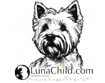Embroidery file West Highland White Terrier "Amadeus" dog realistic commercial use LunaChild
