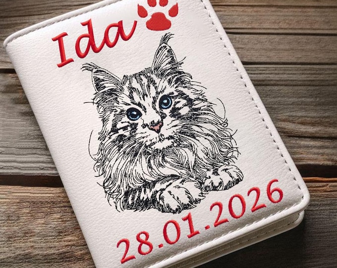 Stickdatei - Katze - WENIGER STICHE - Maine Coon "Ida" - LIGHT - für helle Stoffe - in 8 Größen - LunaChild