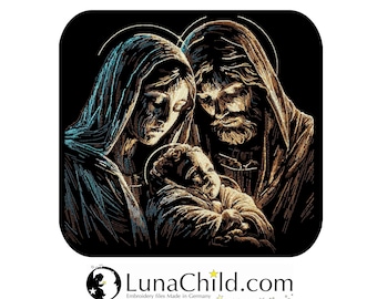 Stickdatei - AUFWENDIG - Maria Jesus Josef -  Licht und Schatten - für dunkle Stoffe - LunaChild